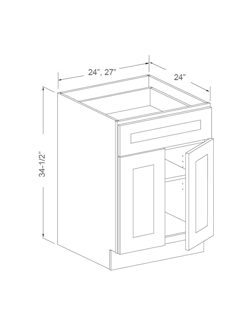 1 drawer and 2 doors